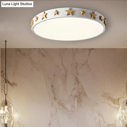 DecorBites™ DecorBites™ Contemporary Drum Flush Mount Light with Star Decoration - Ideal for Kids' Bedroom
