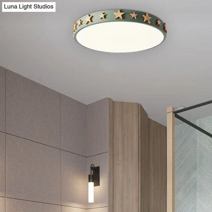 DecorBites™ DecorBites™ Contemporary Drum Flush Mount Light with Star Decoration - Ideal for Kids' Bedroom