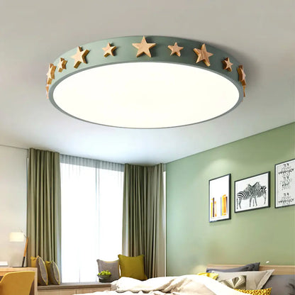 DecorBites™ DecorBites™ Contemporary Drum Flush Mount Light with Star Decoration - Ideal for Kids' Bedroom