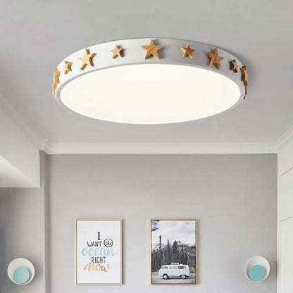 DecorBites™ DecorBites™ Contemporary Drum Flush Mount Light with Star Decoration - Ideal for Kids' Bedroom