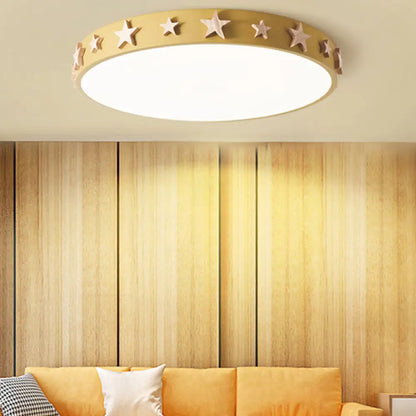 DecorBites™ DecorBites™ Contemporary Drum Flush Mount Light with Star Decoration - Ideal for Kids' Bedroom