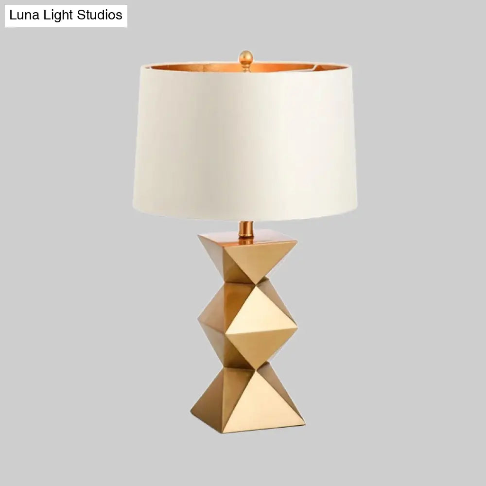 Contemporary Drum Table Lamp - White, 1 Head, Ideal for Bedroom Reading