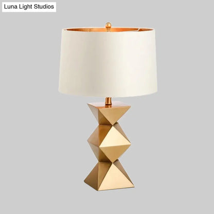 Contemporary Drum Table Lamp - White, 1 Head, Ideal for Bedroom Reading