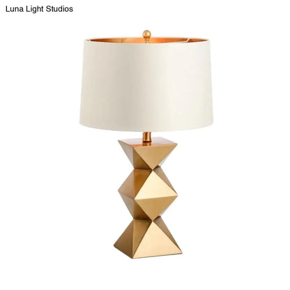 Contemporary Drum Table Lamp - White, 1 Head, Ideal for Bedroom Reading