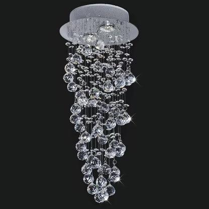 DecorBites™ Contemporary Dual-Spiral Crystal Flush Mount Ceiling Light in Stainless Steel – 2/6-Head, Ideal for Stairways
