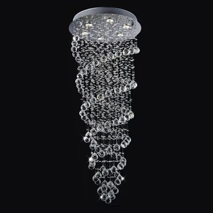 DecorBites™ Contemporary Dual-Spiral Crystal Flush Mount Ceiling Light in Stainless Steel – 2/6-Head, Ideal for Stairways