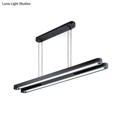 Contemporary Elongated Oval Metal Pendant LED Light - Black with Adjustable White/Warm/Natural Lighting