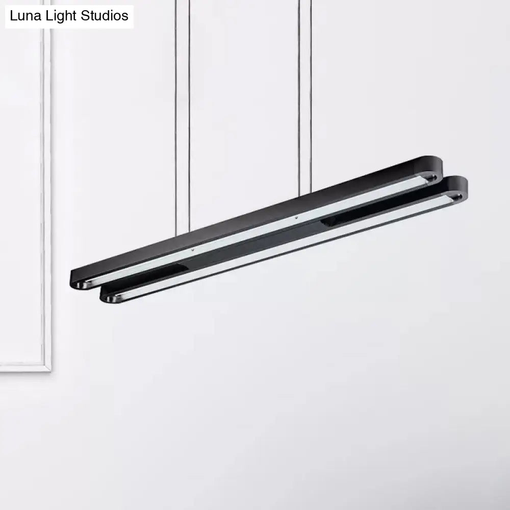 Contemporary Elongated Oval Metal Pendant LED Light - Black with Adjustable White/Warm/Natural Lighting