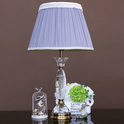 Contemporary Fabric Cone Shape Night Table Lamp in Light Purple