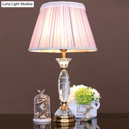 Contemporary Fabric Cone Shape Night Table Lamp in Light Purple