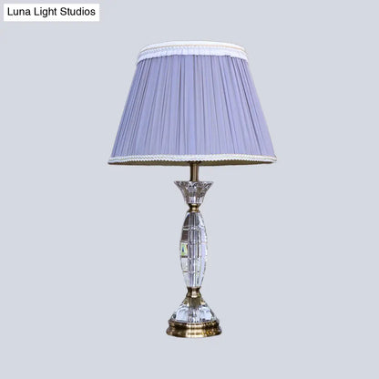 Contemporary Fabric Cone Shape Night Table Lamp in Light Purple
