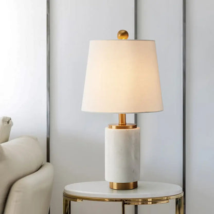 Contemporary Fabric Conical Table Light: White Small Desk Lamp for Living Room