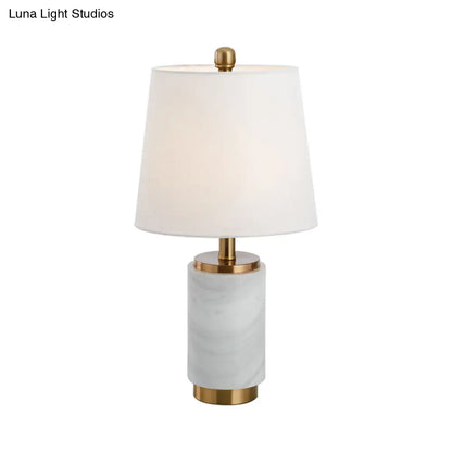 Contemporary Fabric Conical Table Light: White Small Desk Lamp for Living Room
