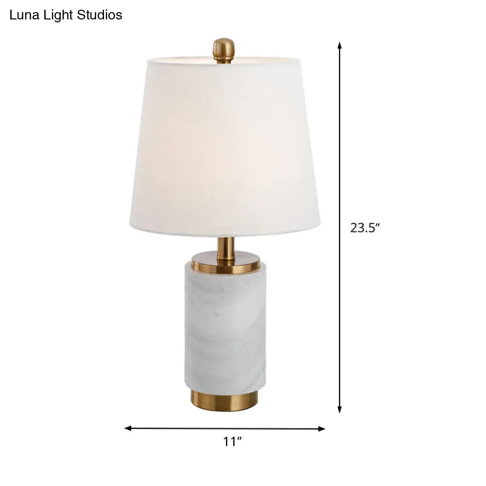 Contemporary Fabric Conical Table Light: White Small Desk Lamp for Living Room
