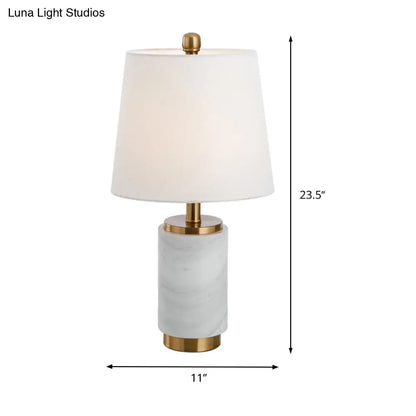 Contemporary Fabric Conical Table Light: White Small Desk Lamp for Living Room