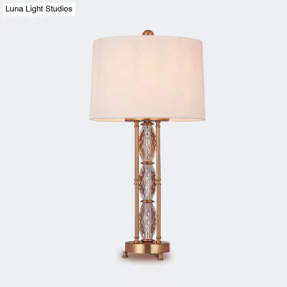 Contemporary Faceted Crystal Desk Lamp: Oblong Shape, 1 Head, Gold Finish