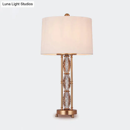 Contemporary Faceted Crystal Desk Lamp: Oblong Shape, 1 Head, Gold Finish