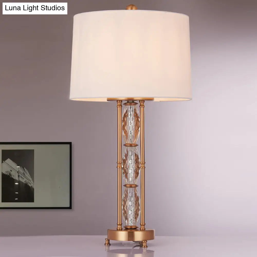 Contemporary Faceted Crystal Desk Lamp: Oblong Shape, 1 Head, Gold Finish