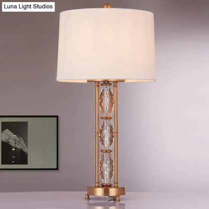 Contemporary Faceted Crystal Desk Lamp: Oblong Shape, 1 Head, Gold Finish