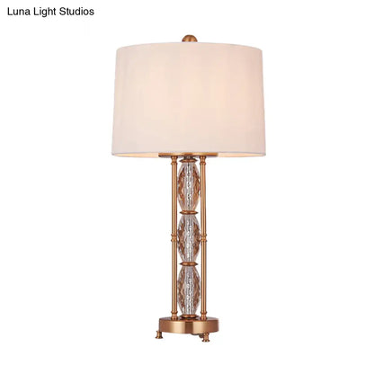 Contemporary Faceted Crystal Desk Lamp: Oblong Shape, 1 Head, Gold Finish