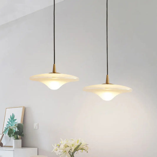 Contemporary Flare Hanging Lamp - White Glass - Pendant with 1 Bulb - Restaurant Down Lighting