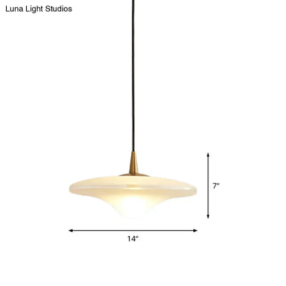 Contemporary Flare Hanging Lamp - White Glass - Pendant with 1 Bulb - Restaurant Down Lighting