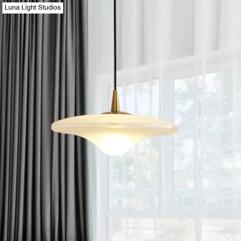 Contemporary Flare Hanging Lamp - White Glass - Pendant with 1 Bulb - Restaurant Down Lighting