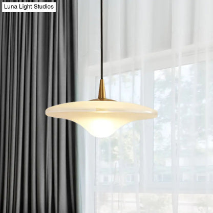 Contemporary Flare Hanging Lamp - White Glass - Pendant with 1 Bulb - Restaurant Down Lighting