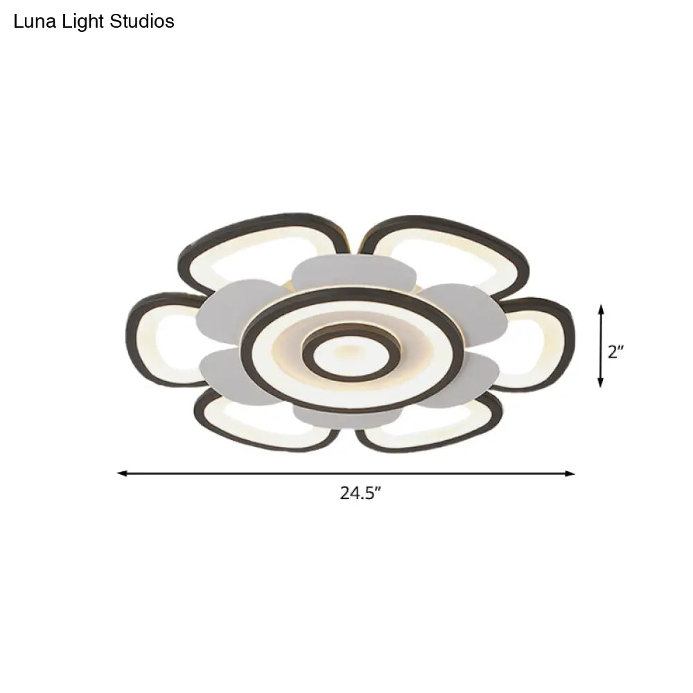 DecorBites™ DecorBites™ Contemporary Floral Acrylic LED Flush Mount Ceiling Light in Black and White, with Warm/White Glow - 20.5"/24.5" W