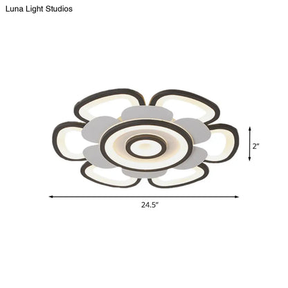 DecorBites™ DecorBites™ Contemporary Floral Acrylic LED Flush Mount Ceiling Light in Black and White, with Warm/White Glow - 20.5"/24.5" W