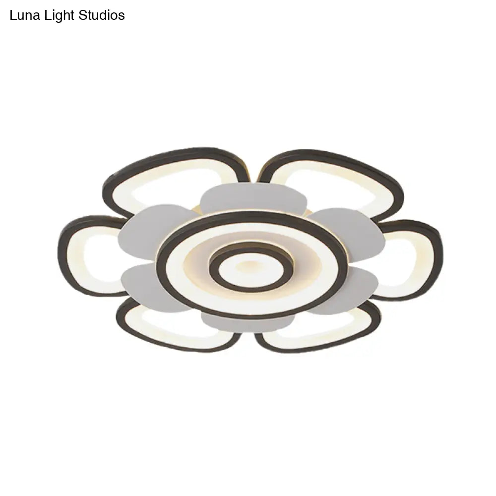 DecorBites™ DecorBites™ Contemporary Floral Acrylic LED Flush Mount Ceiling Light in Black and White, with Warm/White Glow - 20.5"/24.5" W