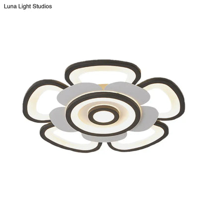 DecorBites™ DecorBites™ Contemporary Floral Acrylic LED Flush Mount Ceiling Light in Black and White, with Warm/White Glow - 20.5"/24.5" W