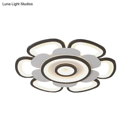 DecorBites™ DecorBites™ Contemporary Floral Acrylic LED Flush Mount Ceiling Light in Black and White, with Warm/White Glow - 20.5"/24.5" W