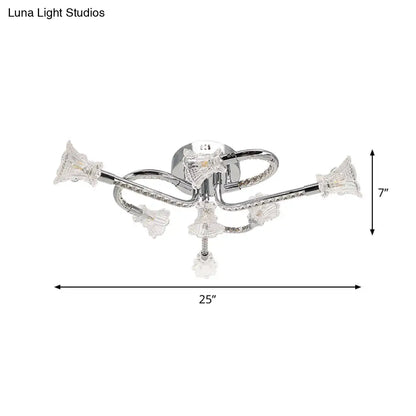 DecorBites™ DecorBites™ Contemporary Floral Crystal Ceiling Light in Warm/White LED with Stainless-Steel Mount