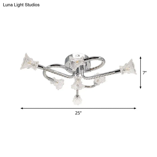DecorBites™ DecorBites™ Contemporary Floral Crystal Ceiling Light in Warm/White LED with Stainless-Steel Mount