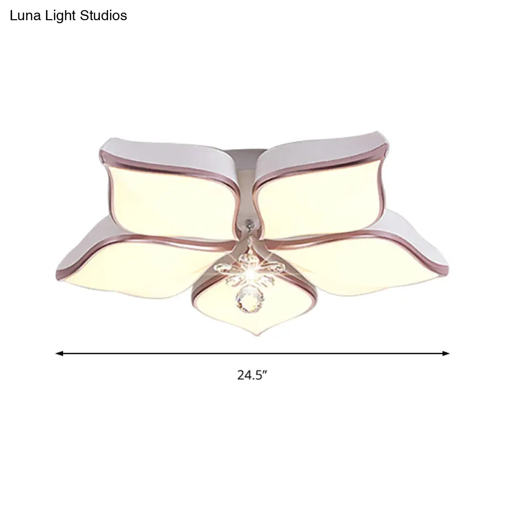 Lámpara de techo contemporánea DecorBites™ con forma de flor: Lámpara de techo empotrada de acrílico blanco con colgante de cristal para sala de estar