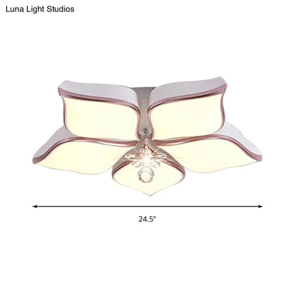 Lámpara de techo contemporánea DecorBites™ con forma de flor: Lámpara de techo empotrada de acrílico blanco con colgante de cristal para sala de estar