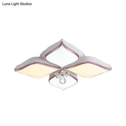 Lámpara de techo contemporánea DecorBites™ con forma de flor: Lámpara de techo empotrada de acrílico blanco con colgante de cristal para sala de estar