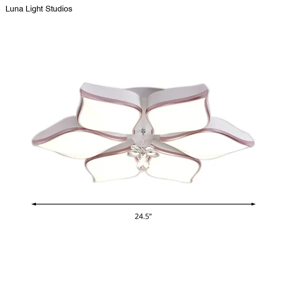 Lámpara de techo contemporánea DecorBites™ con forma de flor: Lámpara de techo empotrada de acrílico blanco con colgante de cristal para sala de estar