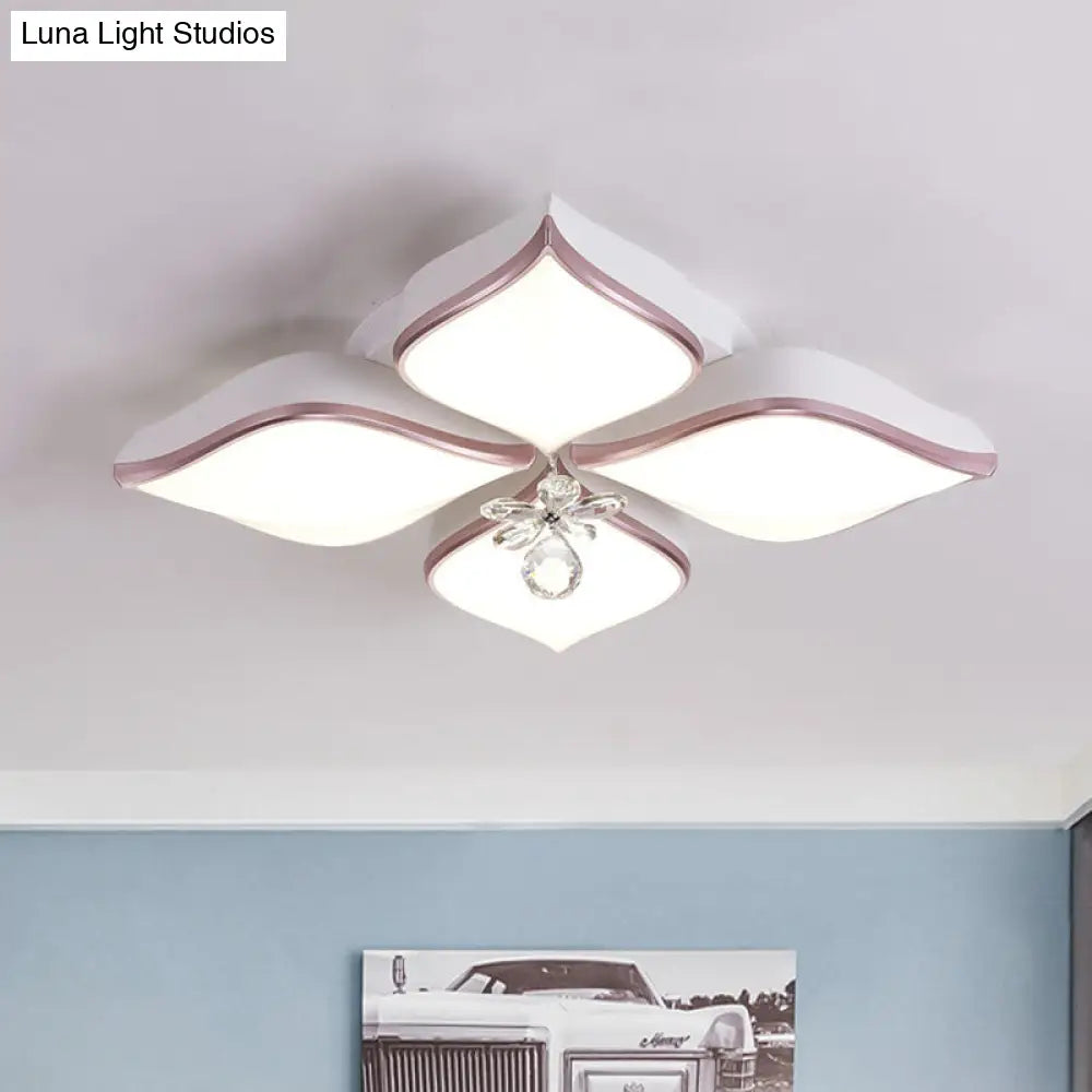 Lámpara de techo contemporánea DecorBites™ con forma de flor: Lámpara de techo empotrada de acrílico blanco con colgante de cristal para sala de estar