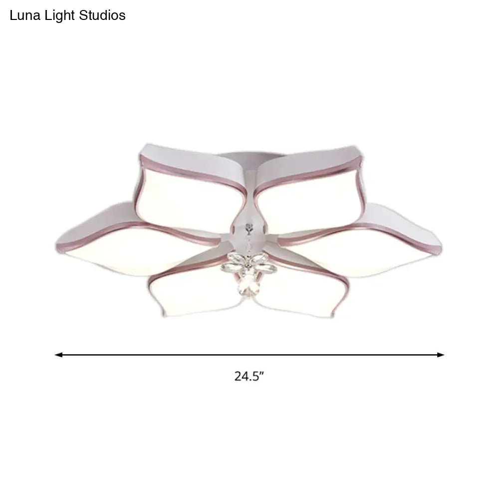 Lámpara de techo contemporánea DecorBites™ con forma de flor: Lámpara de techo empotrada de acrílico blanco con colgante de cristal para sala de estar