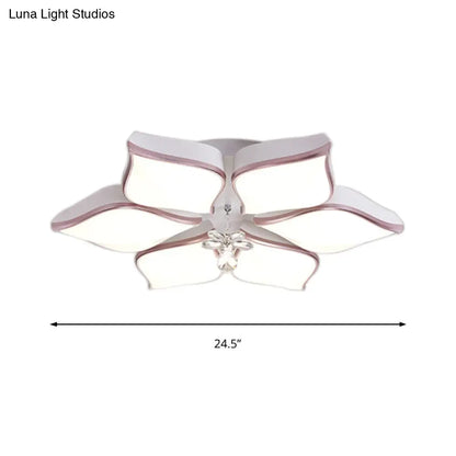 Lámpara de techo contemporánea DecorBites™ con forma de flor: Lámpara de techo empotrada de acrílico blanco con colgante de cristal para sala de estar