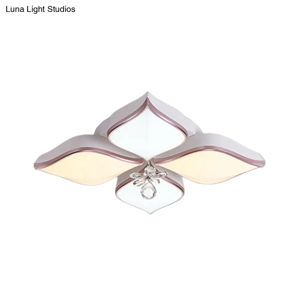 Lámpara de techo contemporánea DecorBites™ con forma de flor: Lámpara de techo empotrada de acrílico blanco con colgante de cristal para sala de estar