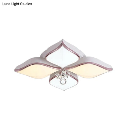 Lámpara de techo contemporánea DecorBites™ con forma de flor: Lámpara de techo empotrada de acrílico blanco con colgante de cristal para sala de estar