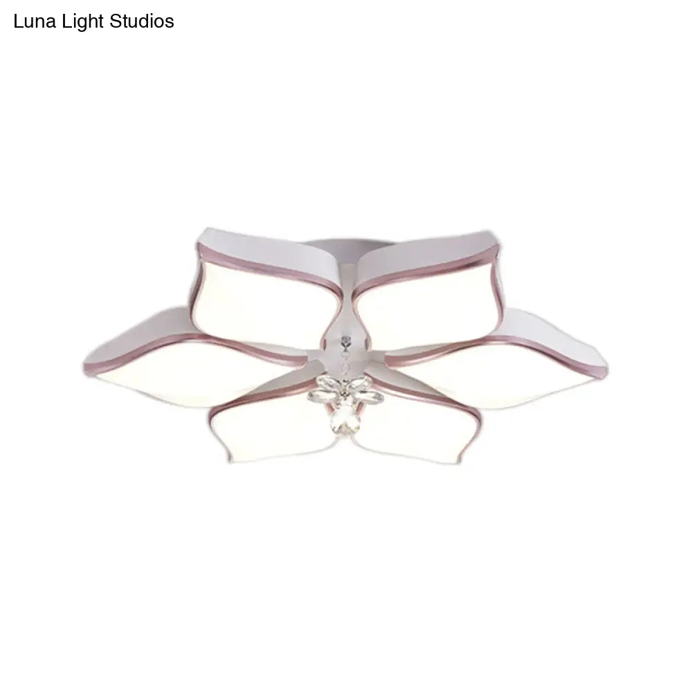 Lámpara de techo contemporánea DecorBites™ con forma de flor: Lámpara de techo empotrada de acrílico blanco con colgante de cristal para sala de estar