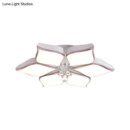 Lámpara de techo contemporánea DecorBites™ con forma de flor: Lámpara de techo empotrada de acrílico blanco con colgante de cristal para sala de estar