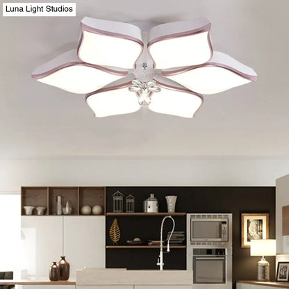 Lámpara de techo contemporánea DecorBites™ con forma de flor: Lámpara de techo empotrada de acrílico blanco con colgante de cristal para sala de estar