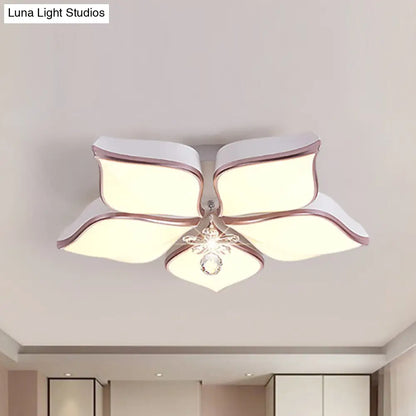 Lámpara de techo contemporánea DecorBites™ con forma de flor: Lámpara de techo empotrada de acrílico blanco con colgante de cristal para sala de estar