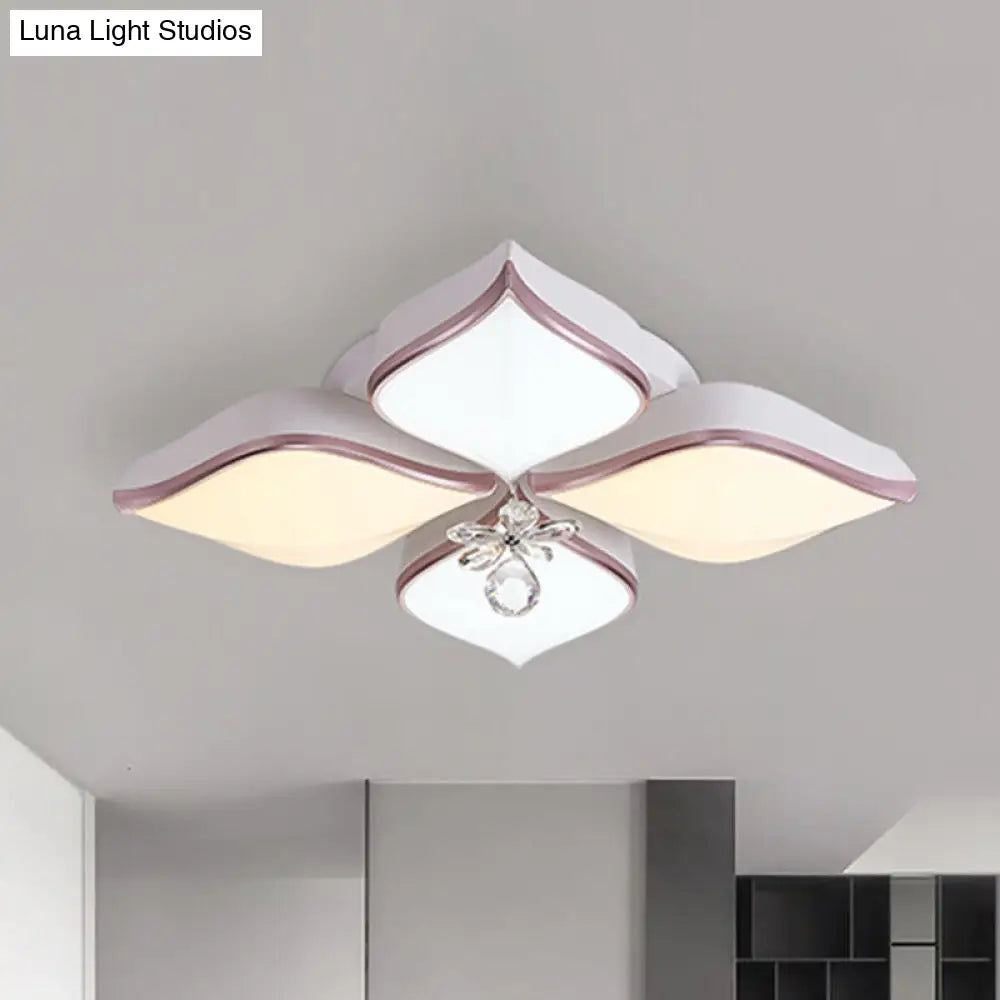 Lámpara de techo contemporánea DecorBites™ con forma de flor: Lámpara de techo empotrada de acrílico blanco con colgante de cristal para sala de estar