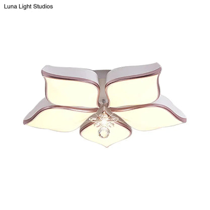 Lámpara de techo contemporánea DecorBites™ con forma de flor: Lámpara de techo empotrada de acrílico blanco con colgante de cristal para sala de estar